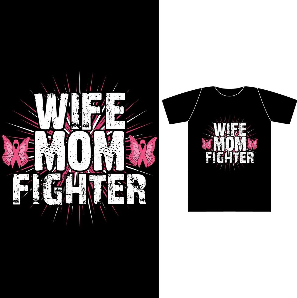 bröstcancer citat fru, mamma fighter den kan användas på t-shirt, etiketter, affischer, ikoner, tröja, tröja, hoodie, mugg, klistermärke, kudde, väskor, gratulationskort, märke eller affisch vektor