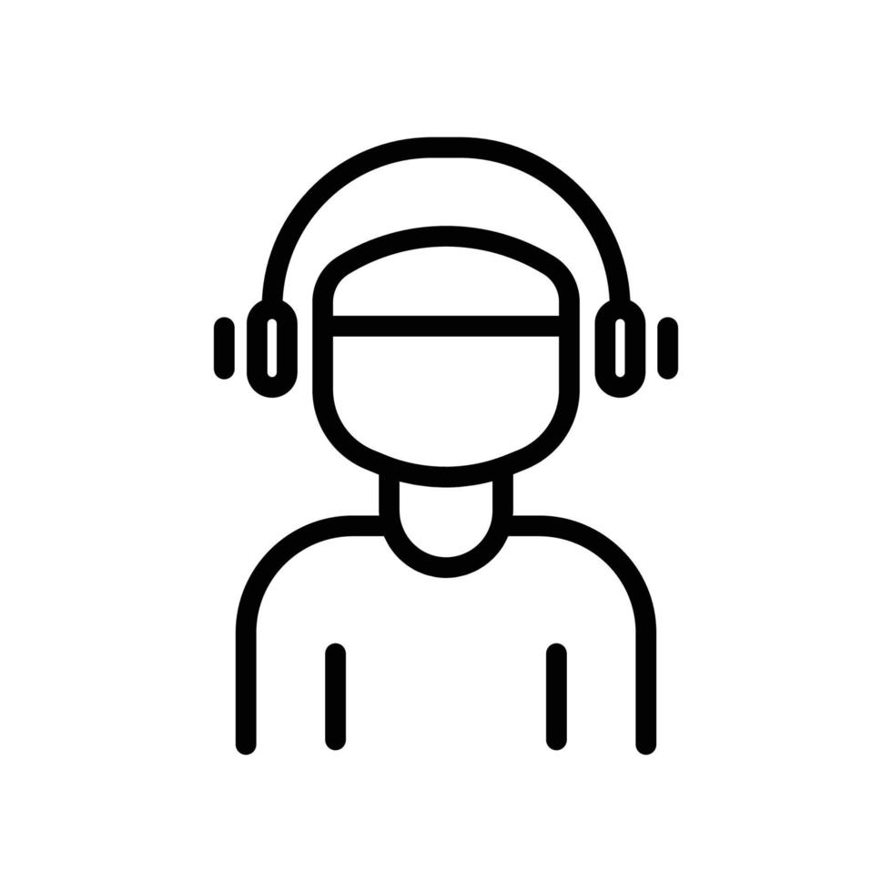 Menschen-Vektor-Symbol mit Kopfhörern. Musik spielen, Musik hören. Liniensymbolstil. einfache Designillustration editierbar vektor