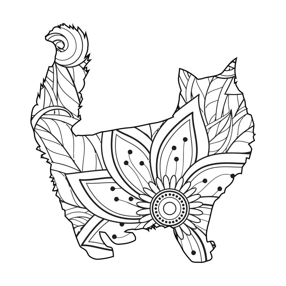 mandala katt målarbok för barn vektor