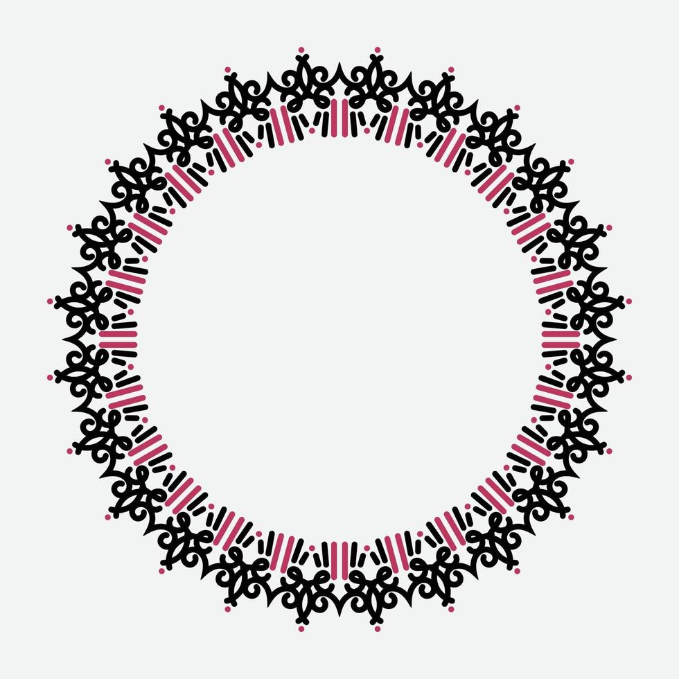 rund linjär smal och bred ram i abstrakt orientaliskt motiv. traditionell elegant blommig östlig prydnad för att dekorera och designa gratulationskort, certifikat, bröllopsinbjudningar vektor