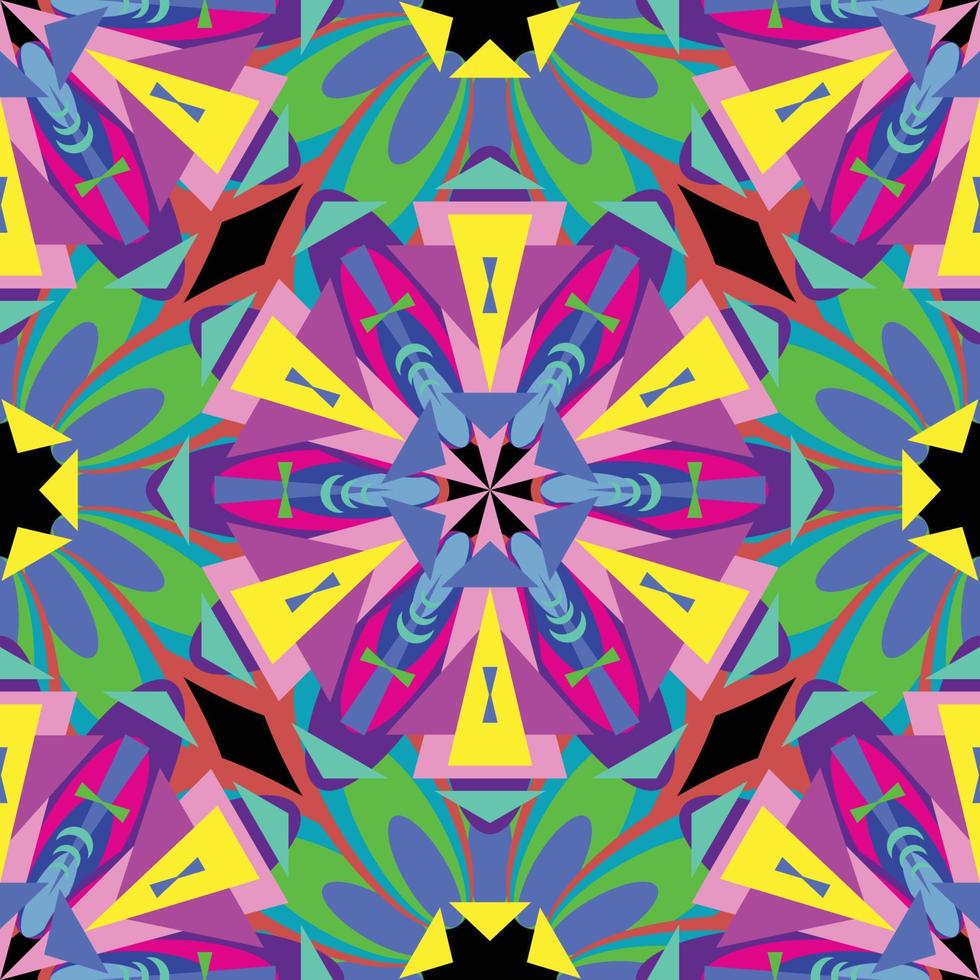 fraktal kalejdoskop ljus neon färgmönster bakgrund vektor