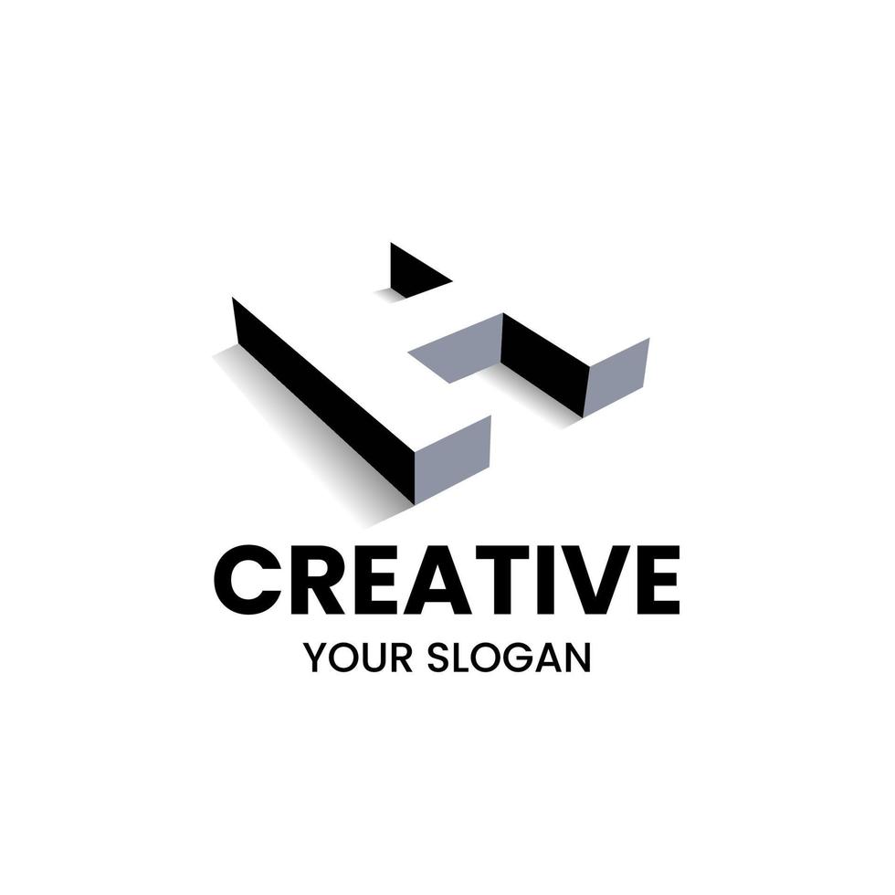 buchstabe h 3d negativer raum kreatives logo-design vektor