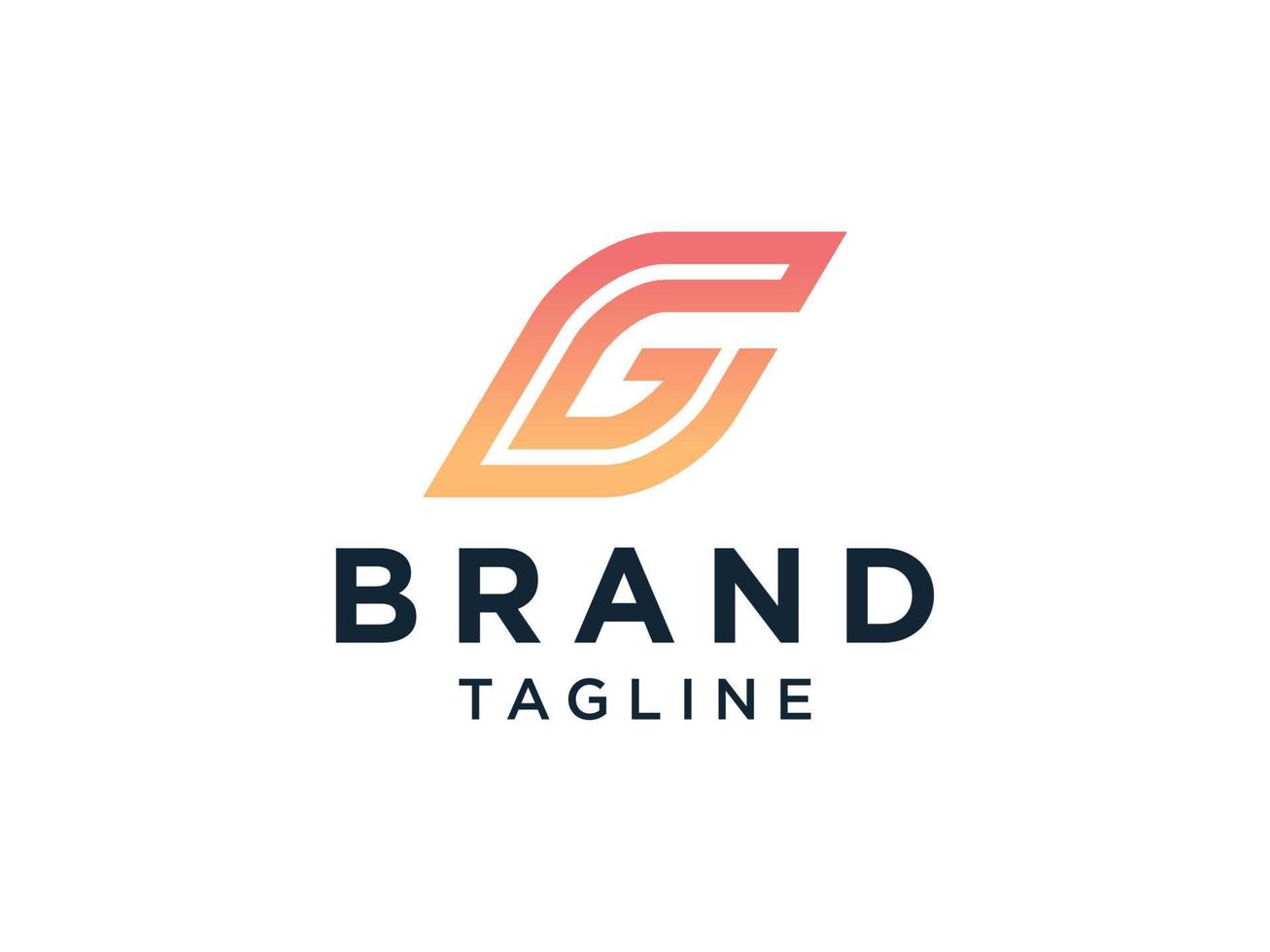 abstrakt första bokstaven g logotyp. orange gradient form med linje isolerad på vit bakgrund. användbar för företags- och tekniklogotyper. platt vektor logotyp designmall element.