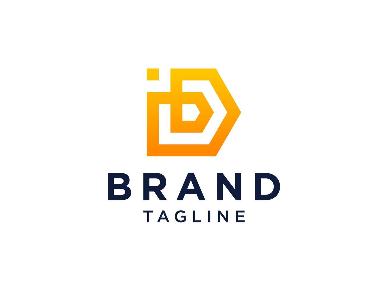 enkel inledande bokstav b logotyp. orange geometrisk form med dubbla högerpilar isolerad på vit bakgrund. användbar för företags- och varumärkeslogotyper. platt vektor logotyp designmall element.