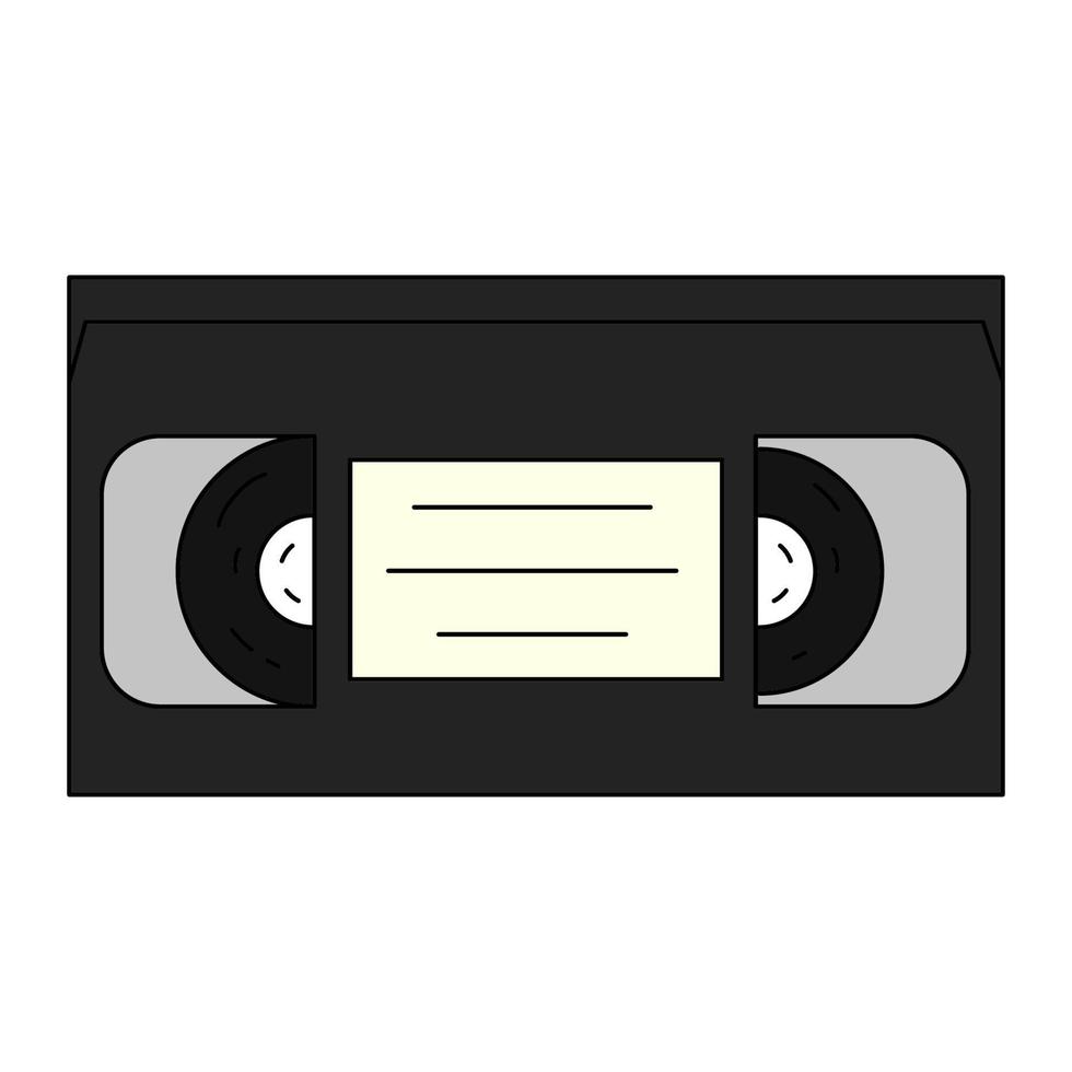 vektorillustration der videokassette im karikaturstil. Bandkassette für Videorekorder. Retro-Symbol für das Ansehen von Filmen und Fernsehen zu Hause vektor