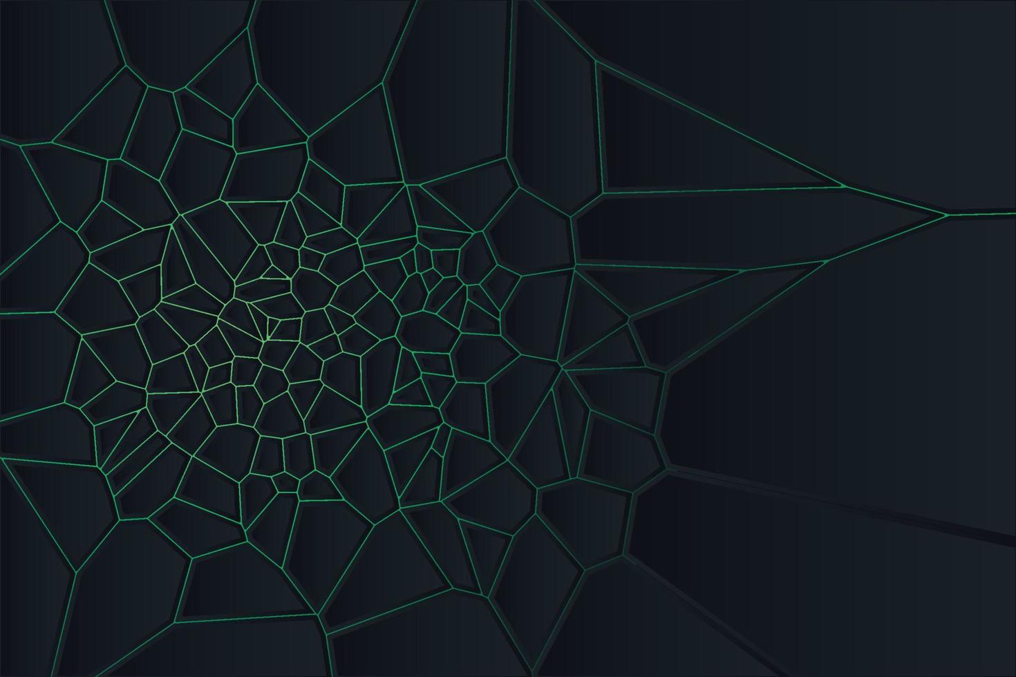 abstrakt svart geometrisk voronoi diagram överlappar lager på mörk bakgrund med gradient bakgrundsbelysning. modern teknisk futuristisk design för omslagsmall, affisch, bannerwebb, flygblad och presentation vektor