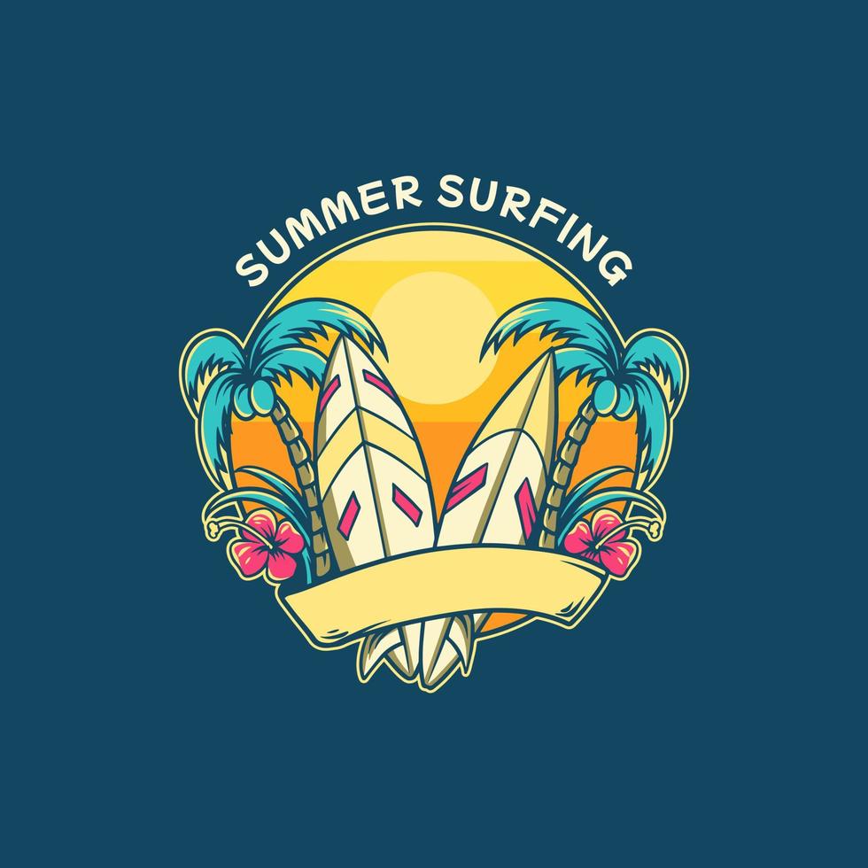 surfbräda sommar illustration vektor