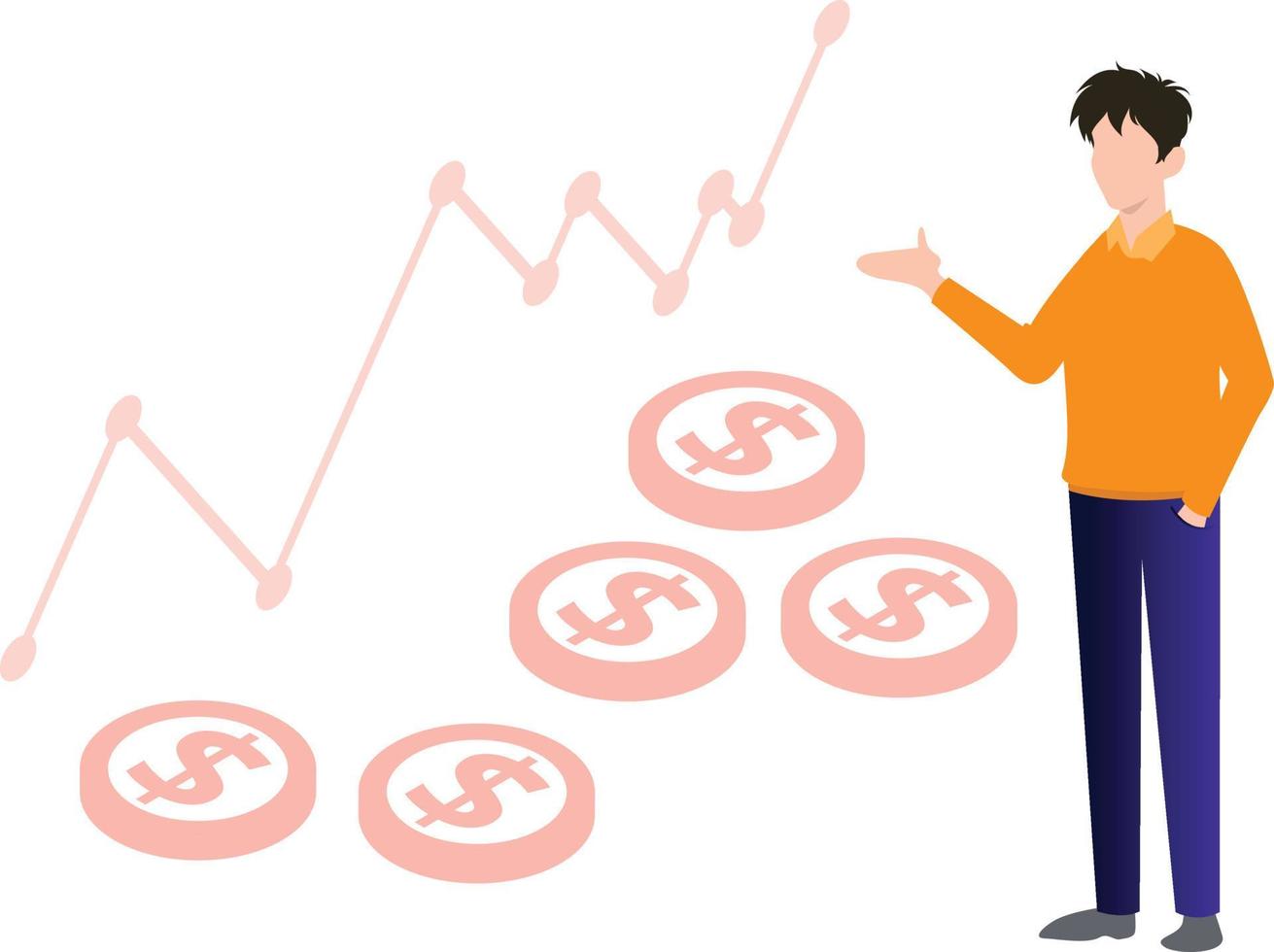 pojken arbetar på dollardiagrammet. vektor