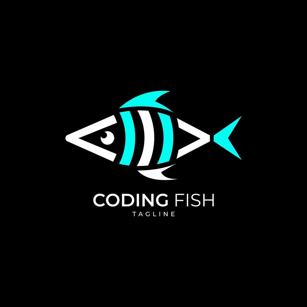 kodning fisk kreativ branding design logotyp koncept vektor