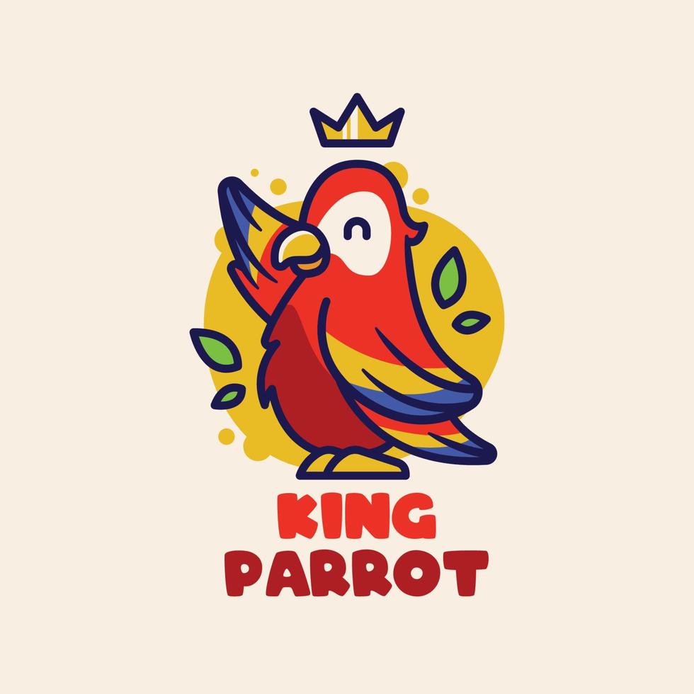 niedliches und lustiges papageienmaskottchen-logokonzept vektor