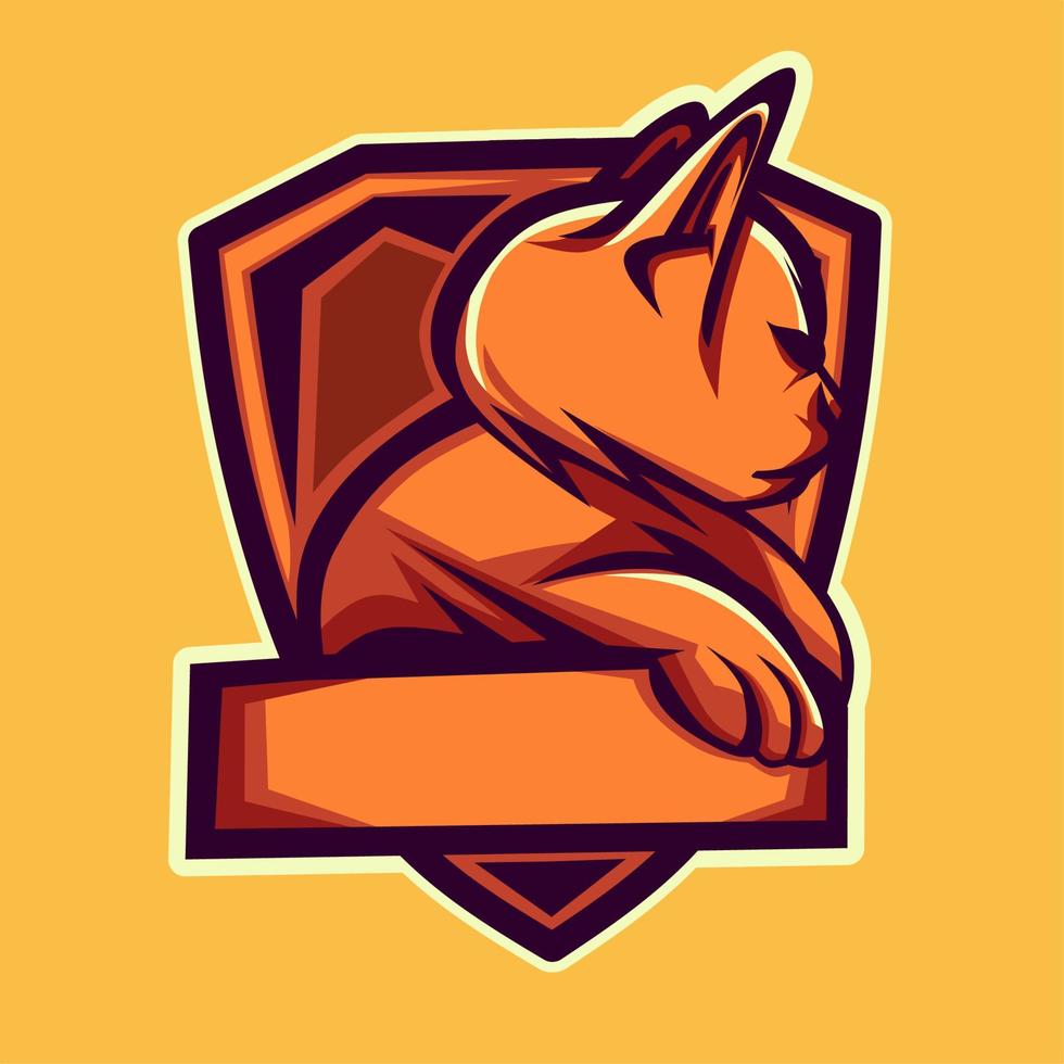 orange cat esport-logotyp, för lagspel, esport-lag, djuraffärshobbyer och kattdjurälskare vektor