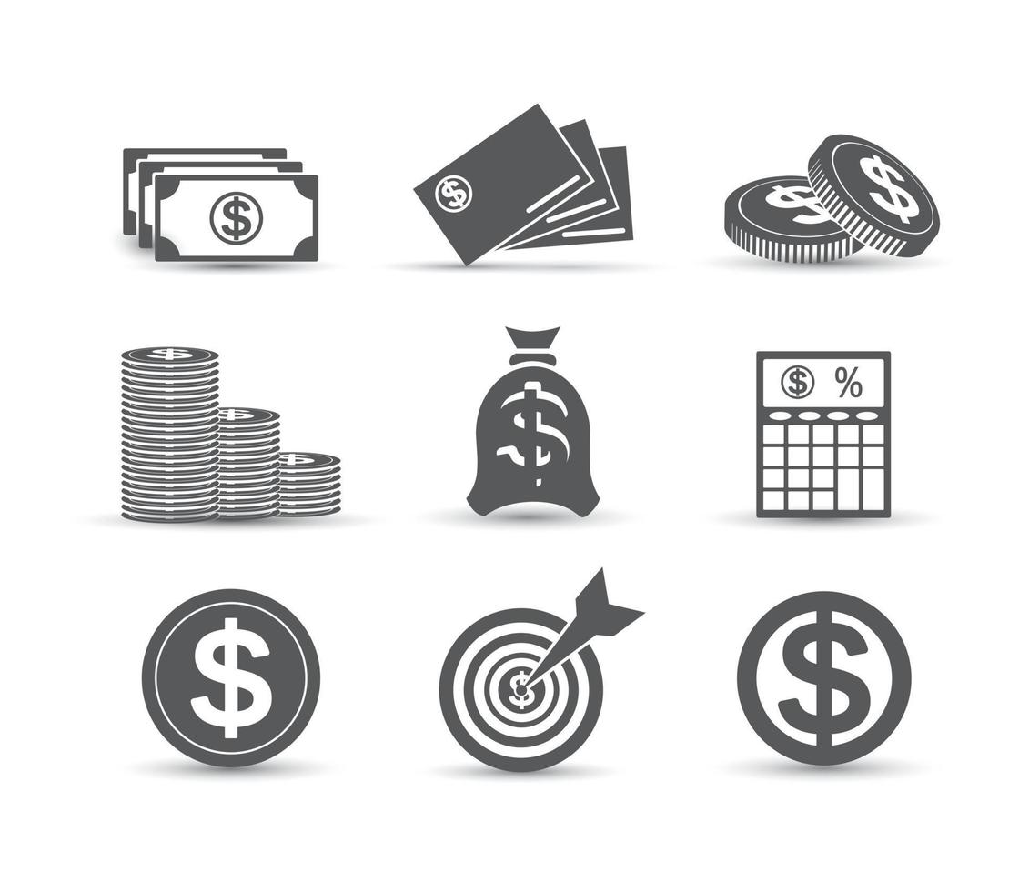 Reihe von Finanzsymbolen mit Dollarsymbolen, Vektorillustration vektor