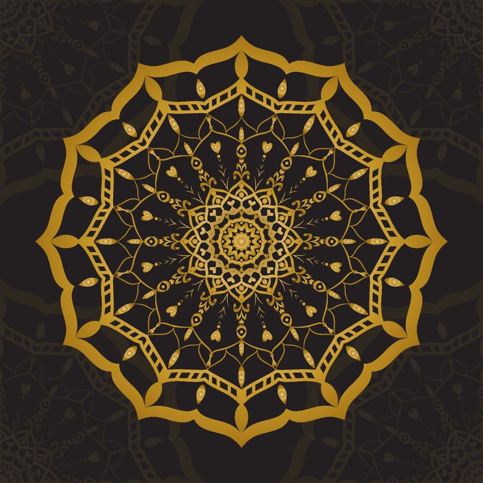 elegantes dekoratives mandala-hintergrunddesign mit goldfarbe. Arabischer Vektor-Mandala-Hintergrund. kreisförmiges Muster in Form eines Mandalas. Henna-Tattoo-Mandala. Mehndi-Stil. vektor