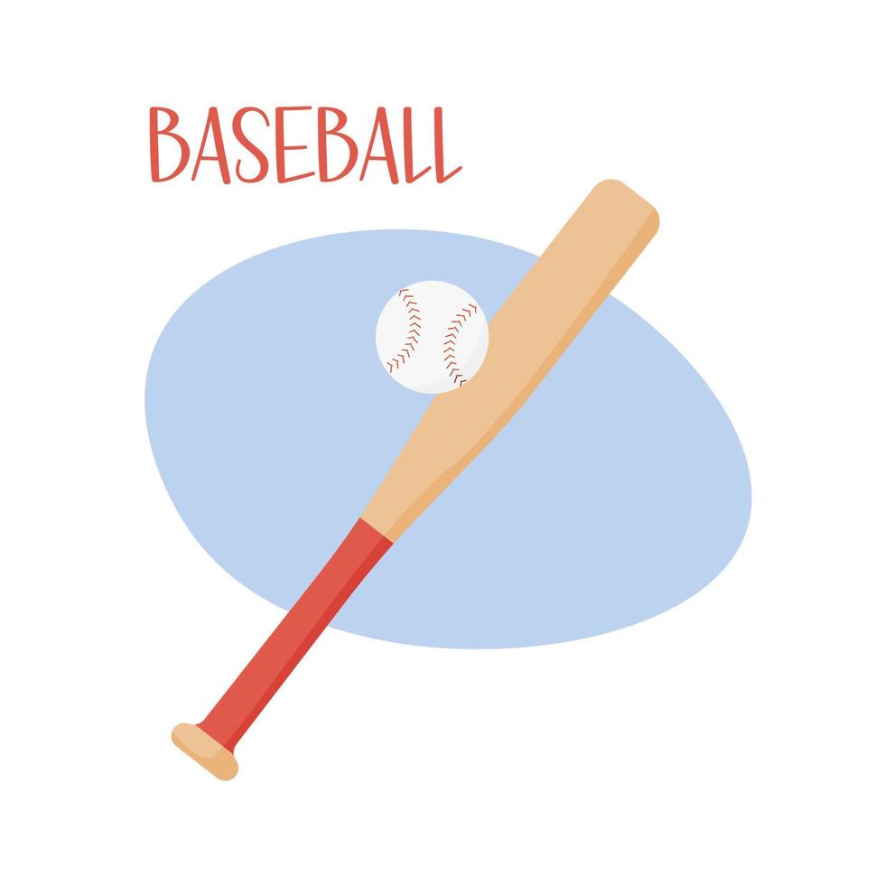 Baseballschläger und Ball isoliert. Baseball-Mannschaftssportspiel. flache Objektillustration des Vektors vektor