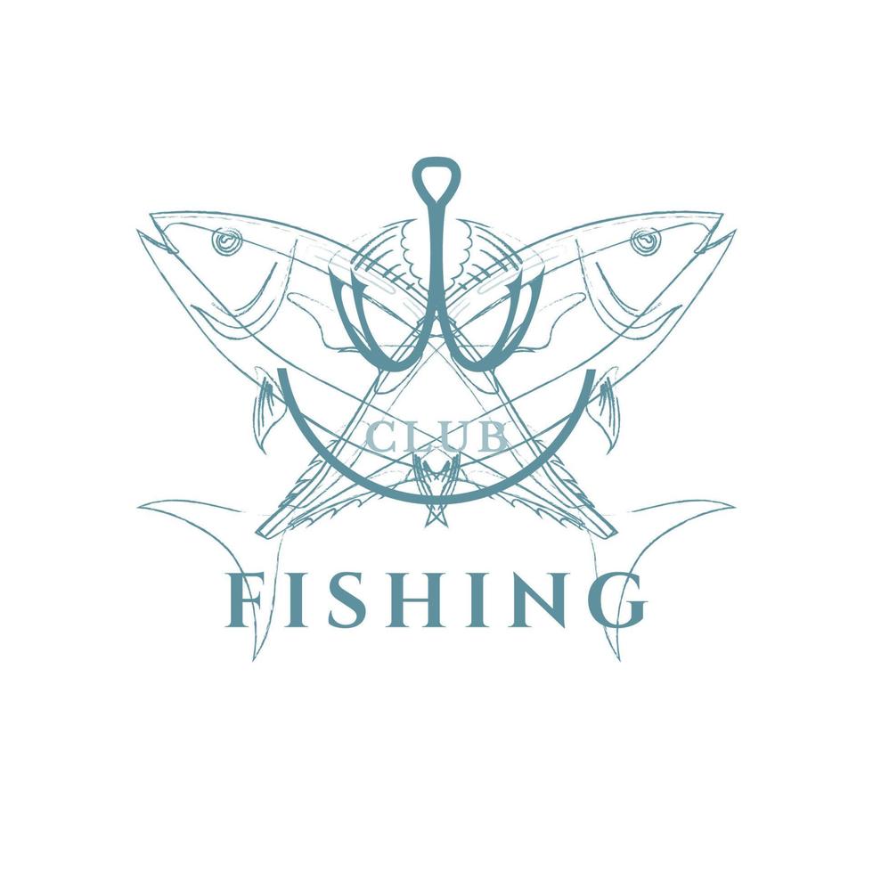 uppsättning vintage fiske emblem, etiketter, märken, logotyper. lager, separat text, isolerad på en vit bakgrund vektor