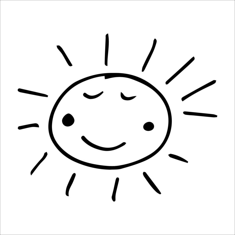 doodle leende sol vektor