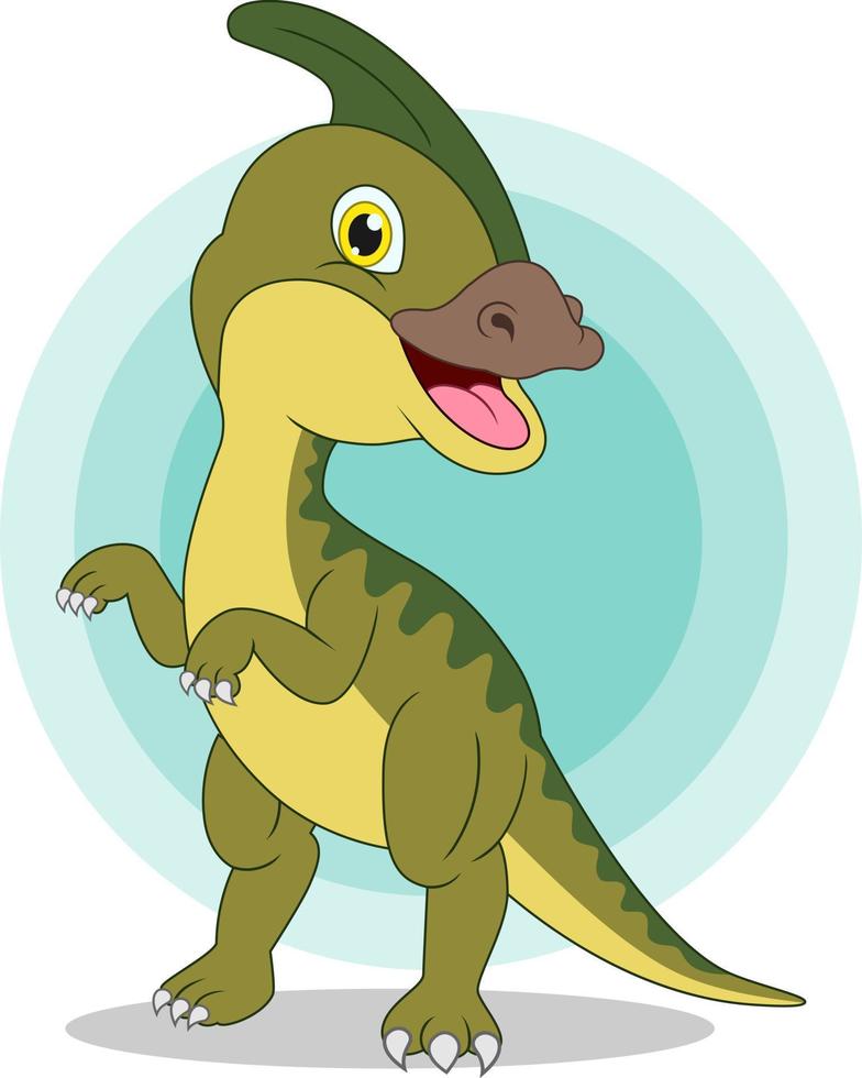 Cartoon kleiner Parasaurolophus auf weißem Hintergrund vektor