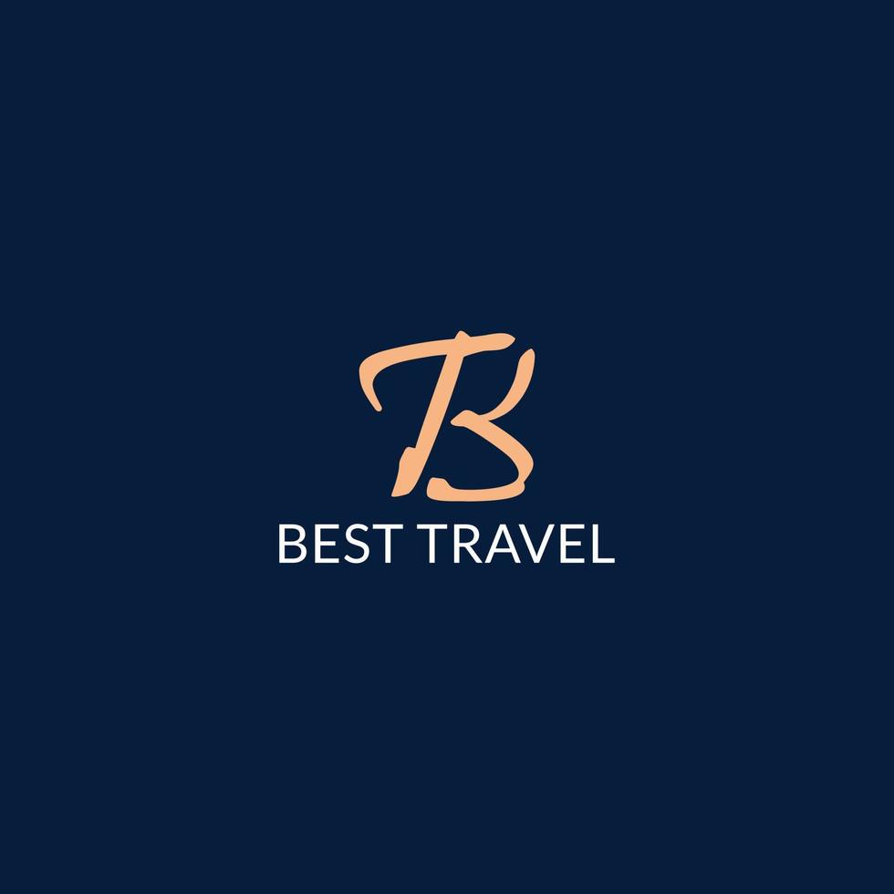 abstraktes anfangsbuchstabe b und t logo in luxus gold logo isoliert auf dunkelblauem hintergrund angewendet für reisebüro logo auch geeignet für marken oder unternehmen mit anfangsnamen bt oder tb vektor