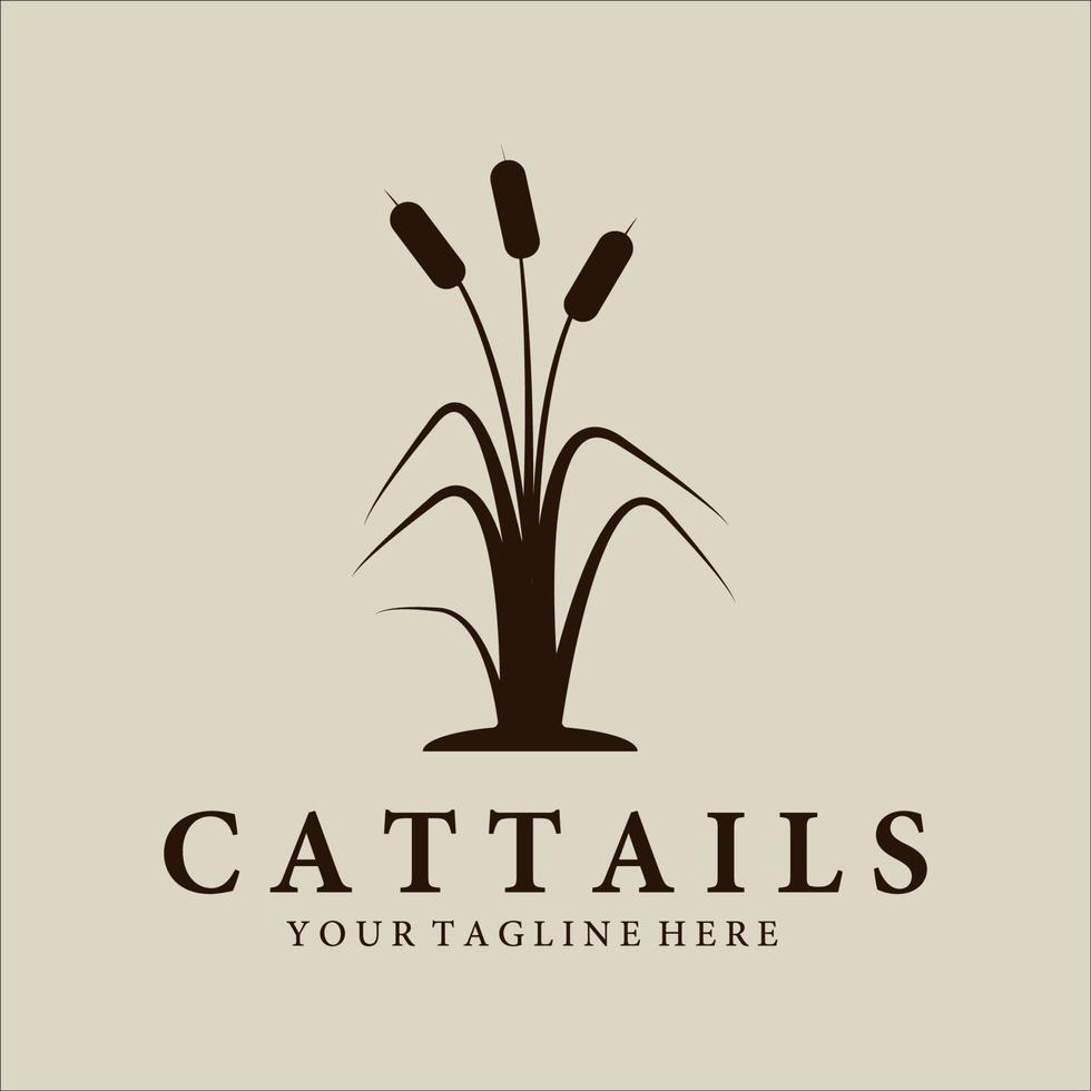 cattails eller vass logotyp vintage minimalistisk vektor illustration design