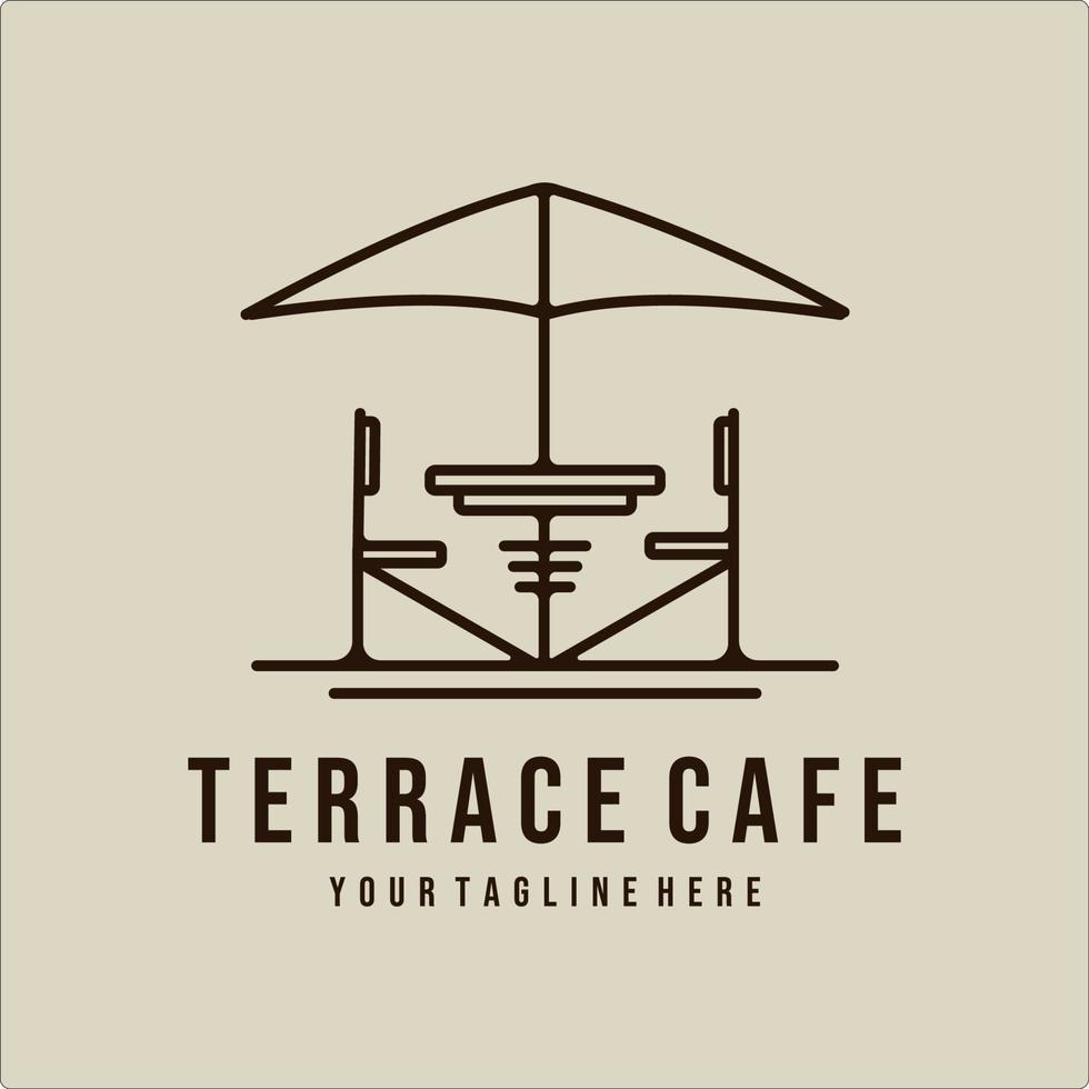 terrass café linjekonst logotyp vektor illustration design