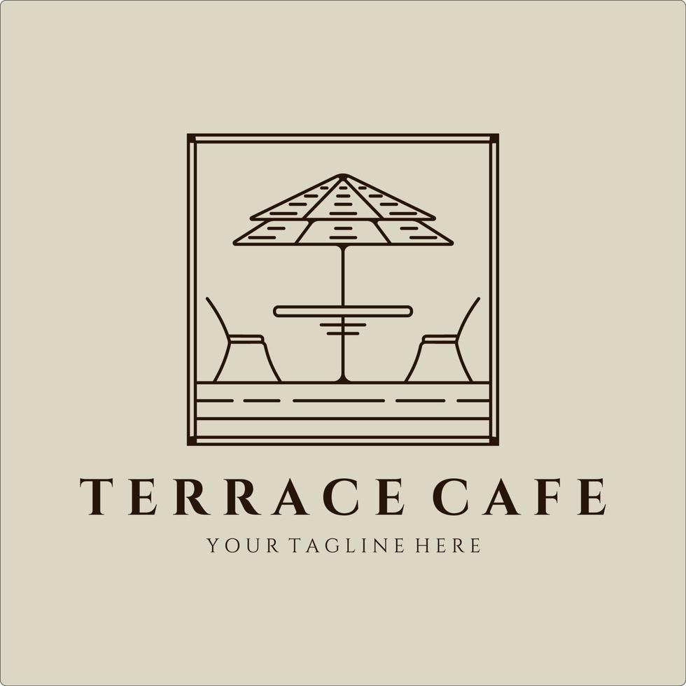 terrass café linjekonst logotyp minimalistisk vektor illustration malldesign. street food restaurang kafé för logotyp märke koncept företag