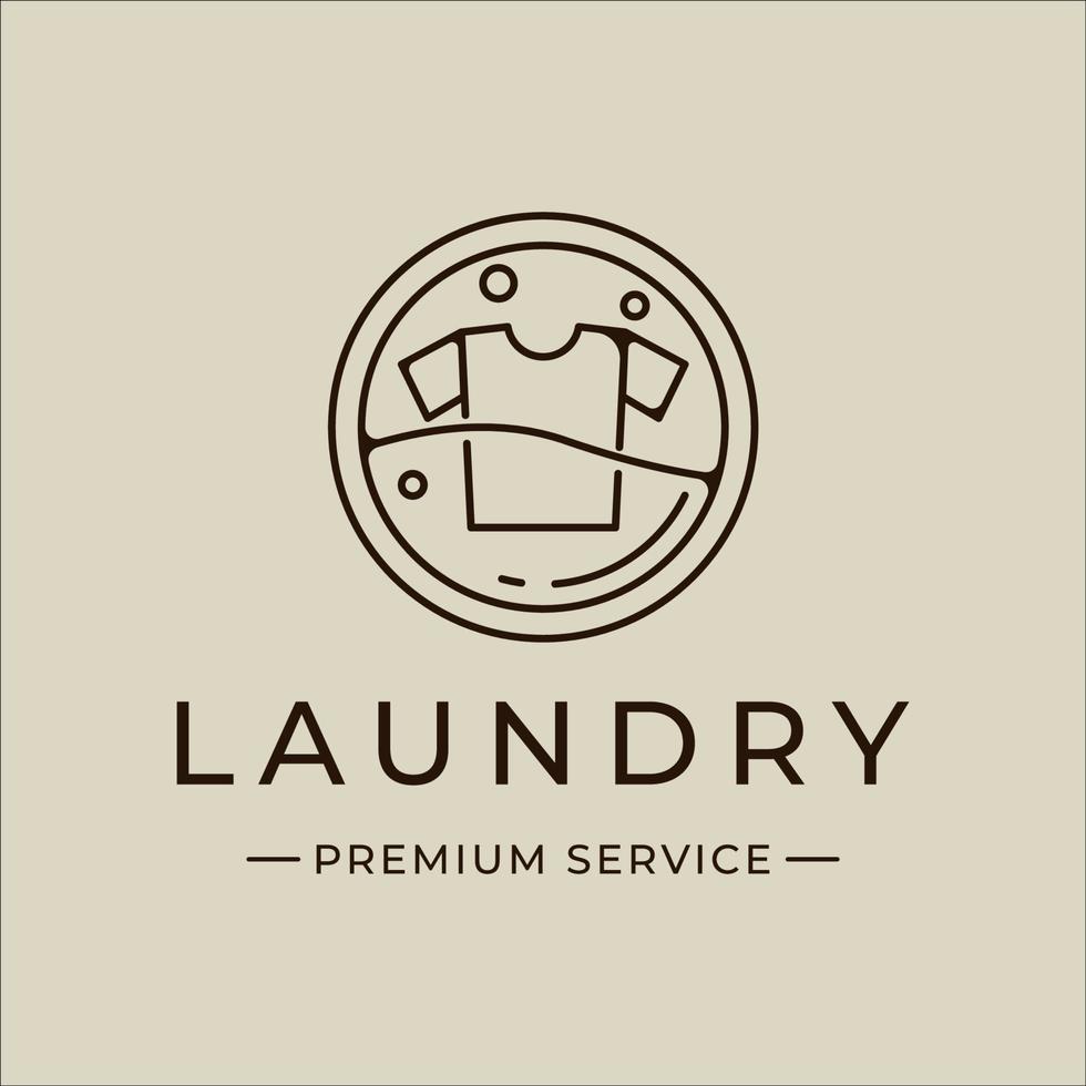 tvätt linjekonst enkel minimalistisk vektor logotyp illustration mall ikon grafisk design. t-shirt vid tvättmaskin med vatten tecken eller symbol för affärsidé