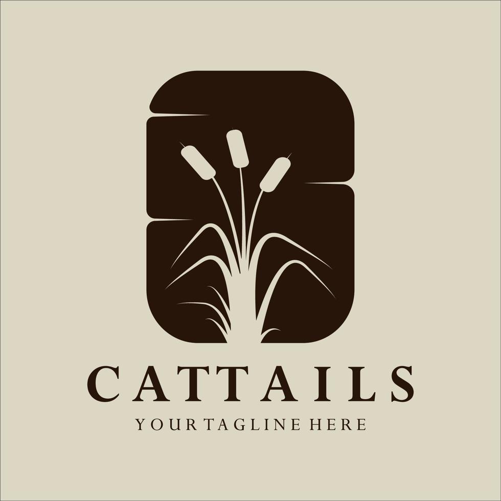 cattails eller vass logotyp vintage minimalistisk vektor illustration design