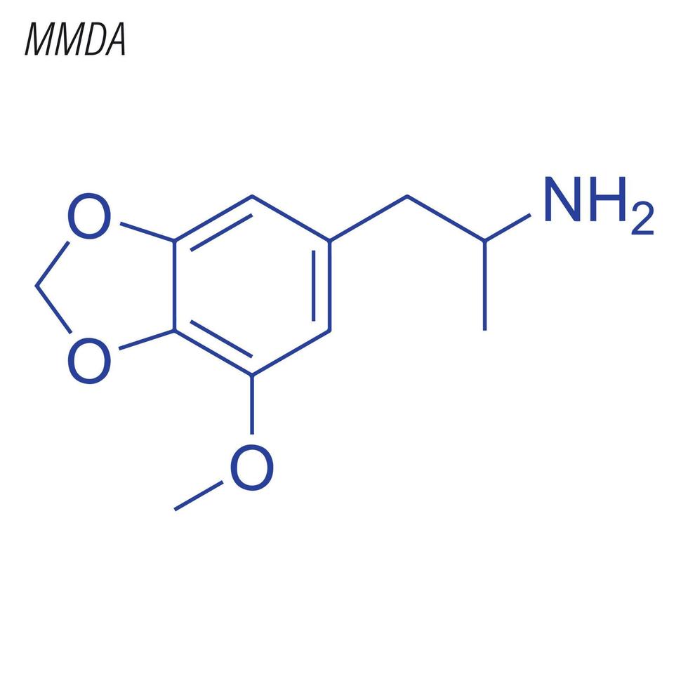 Vektorskelettformel von mmda. Droge chemisches Molekül. vektor