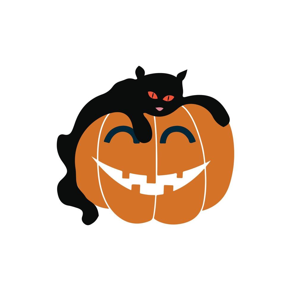 halloween katt och pumpa ikon illustration. vektordesigner som är lämpliga för webbplatser, appar med mera. vektor