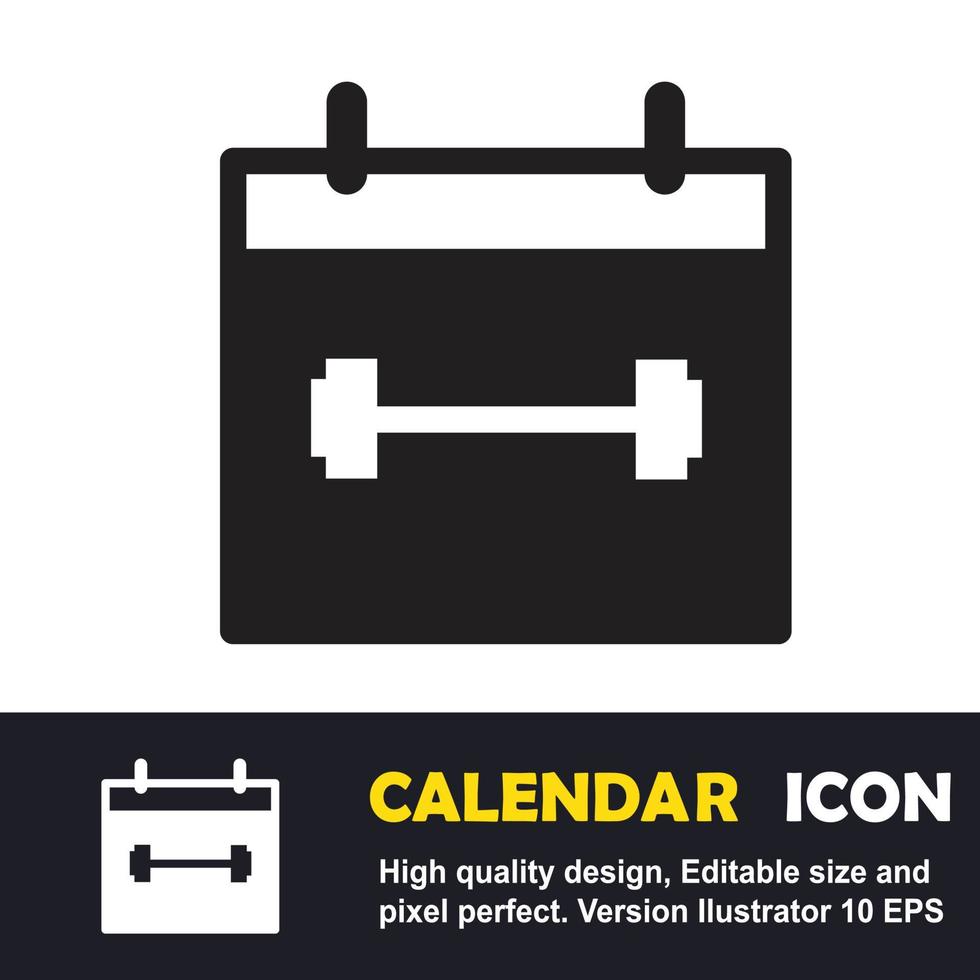 Illustration eines Kalendersymbols für einen Zeitplan für sportliche Aktivitäten, Fitnessstudio, Gewichtheben. vektor