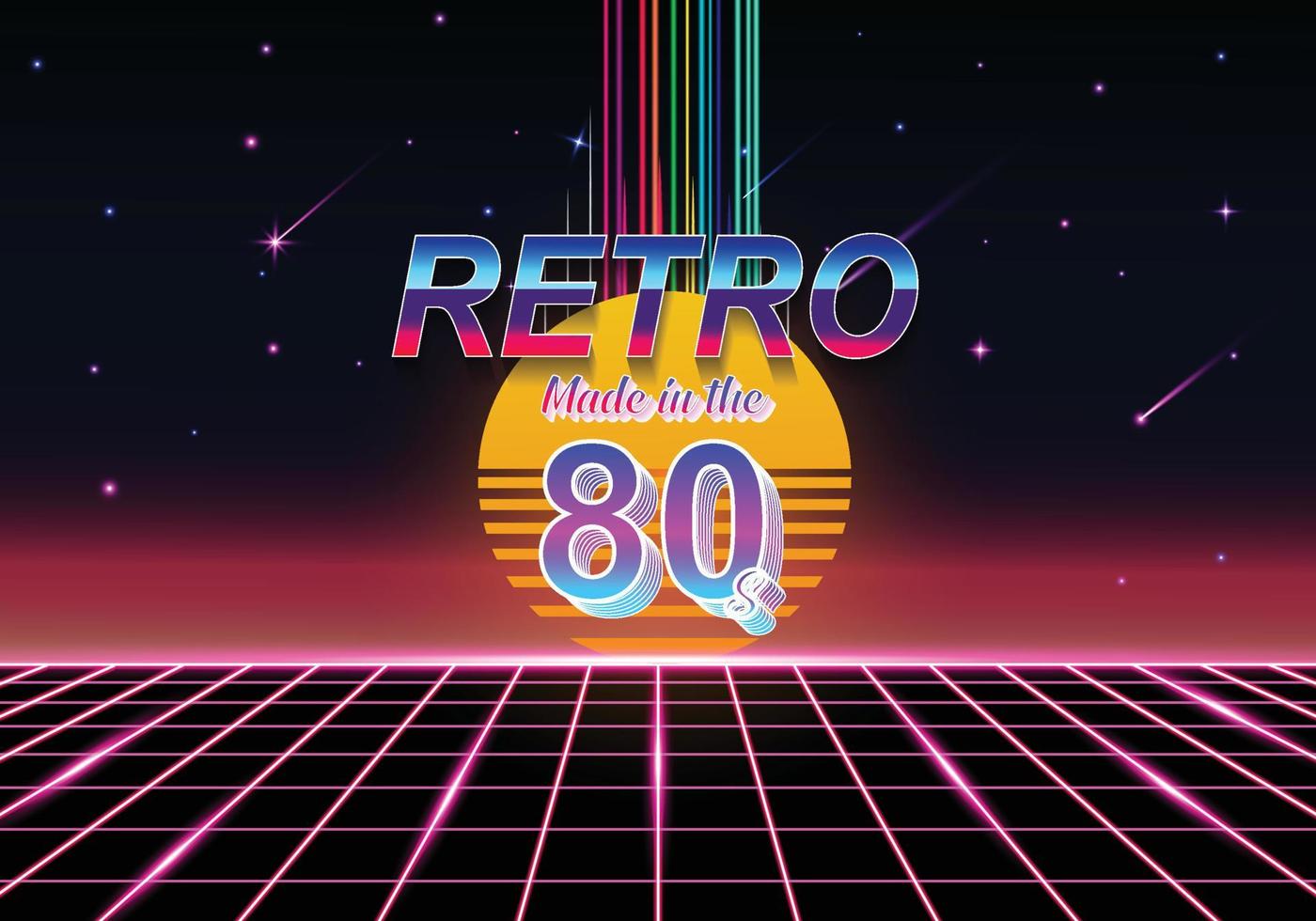 Retro 80er mit pinker und neonpinker Dekoration vektor