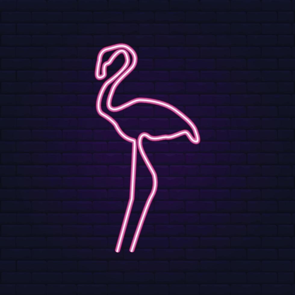 flamingo med rosa neon och gnistrande färg vektor