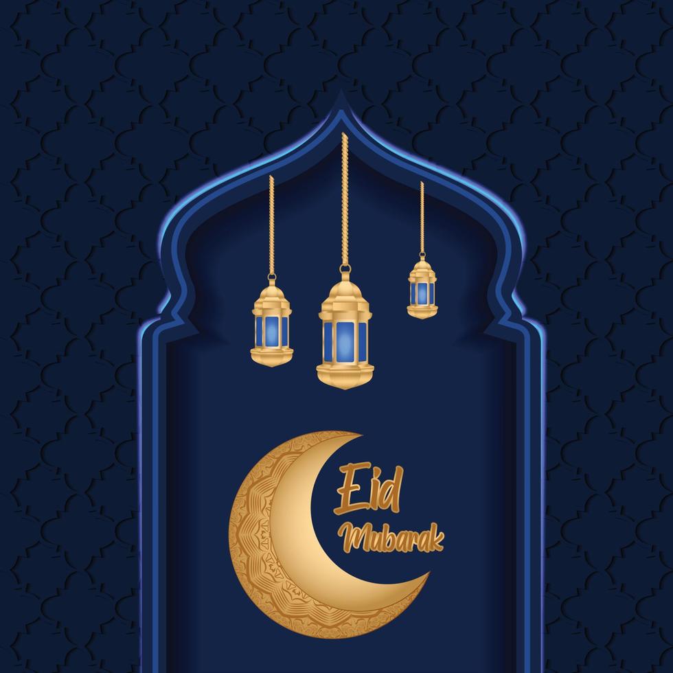 eleganter hintergrund für ramadan kareem in blau und gold vektor