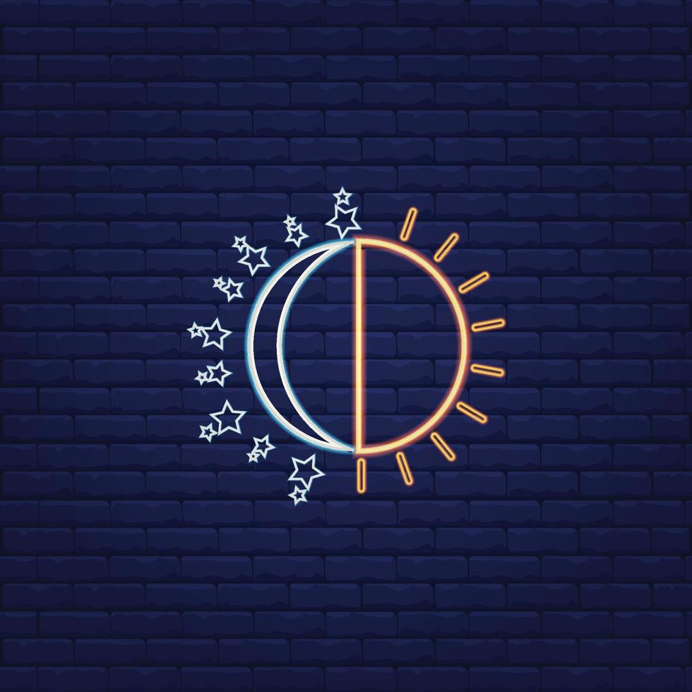 ein 24-Stunden-Emblem an einer neonleuchtenden Wand vektor