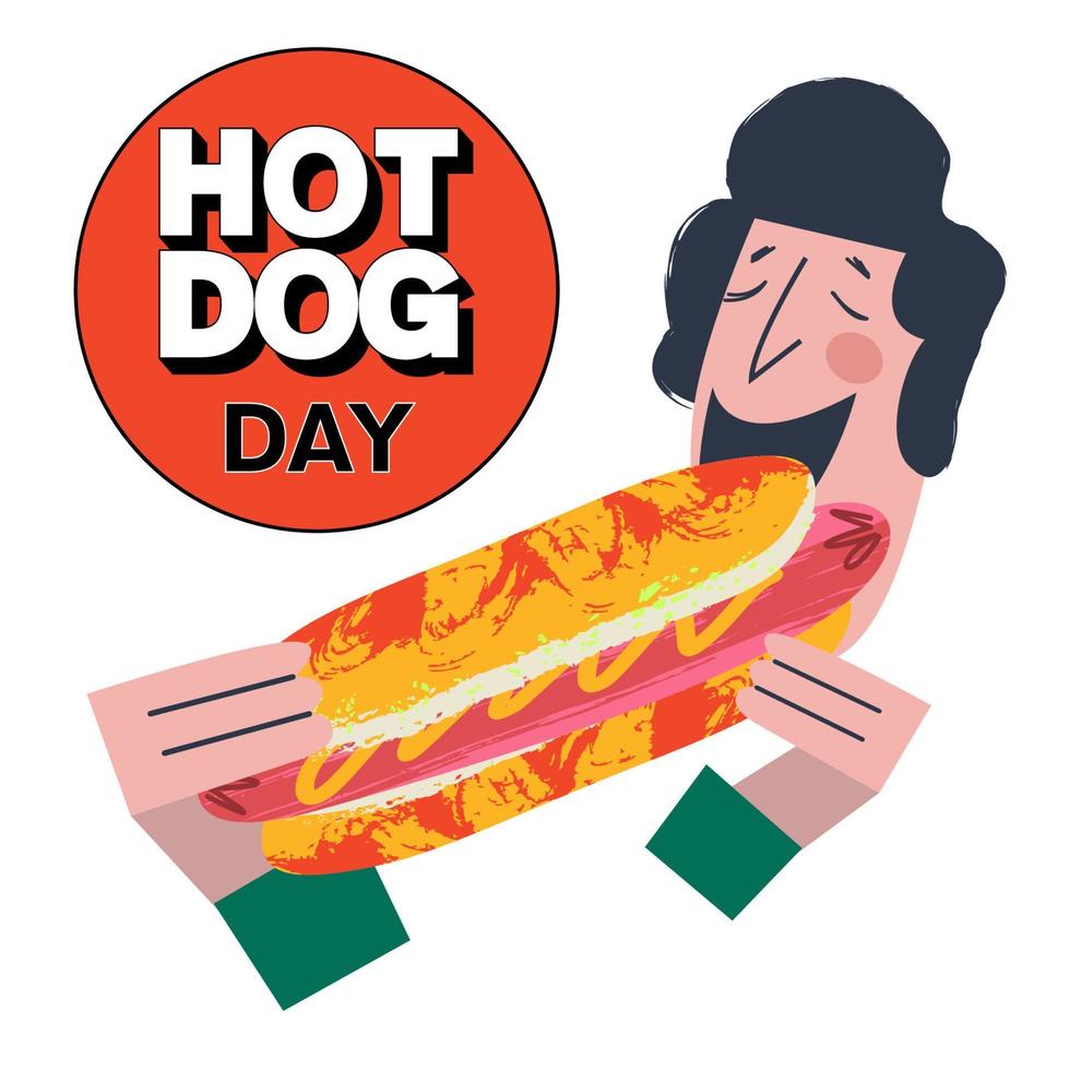 Hotdog. Fastfood. Wurst in einem Brötchen. Vektor-Illustration. vektor