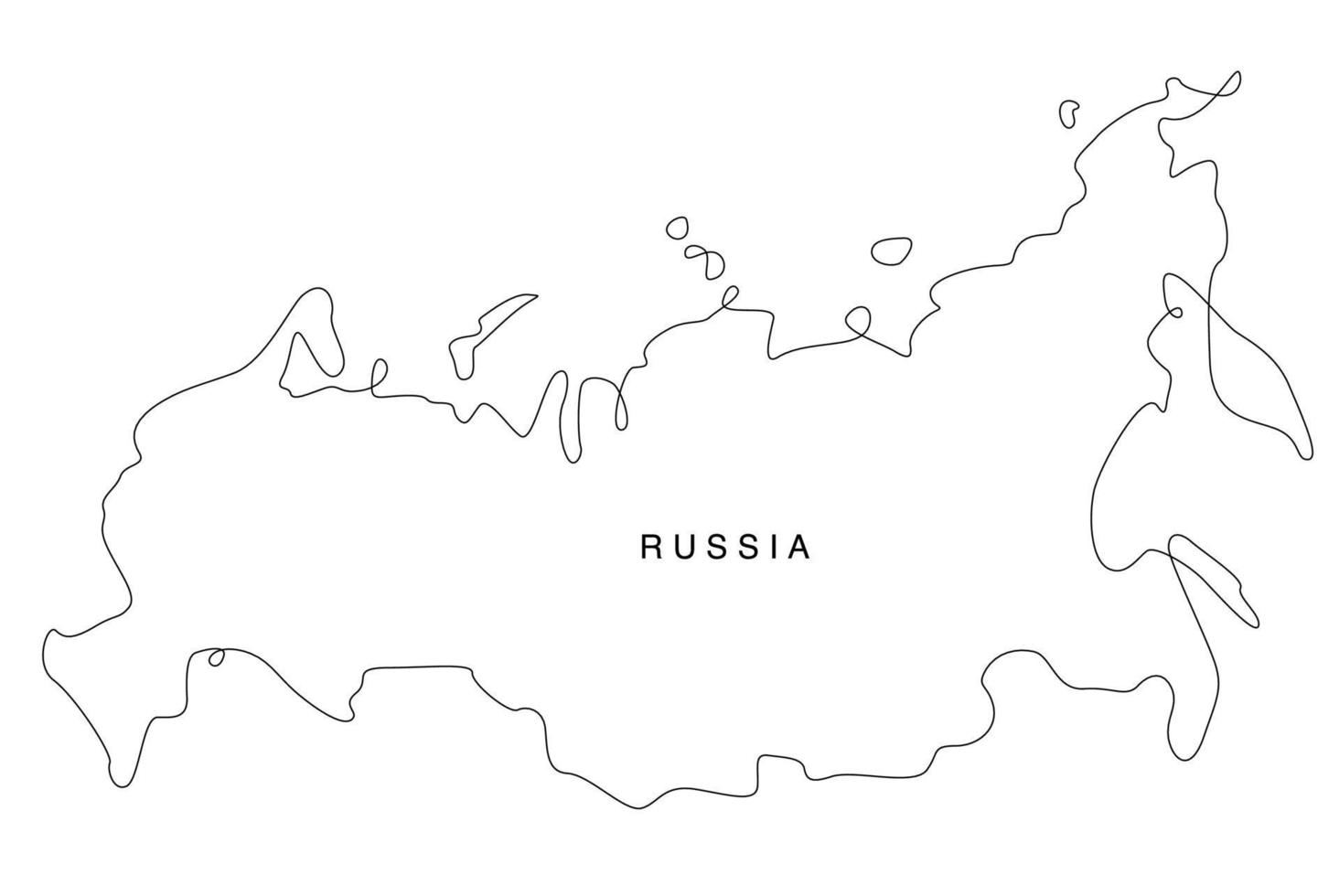 Strichzeichnungen Russland Karte. durchgehende linie europakarte. Vektor-Illustration. einzelne Gliederung. vektor