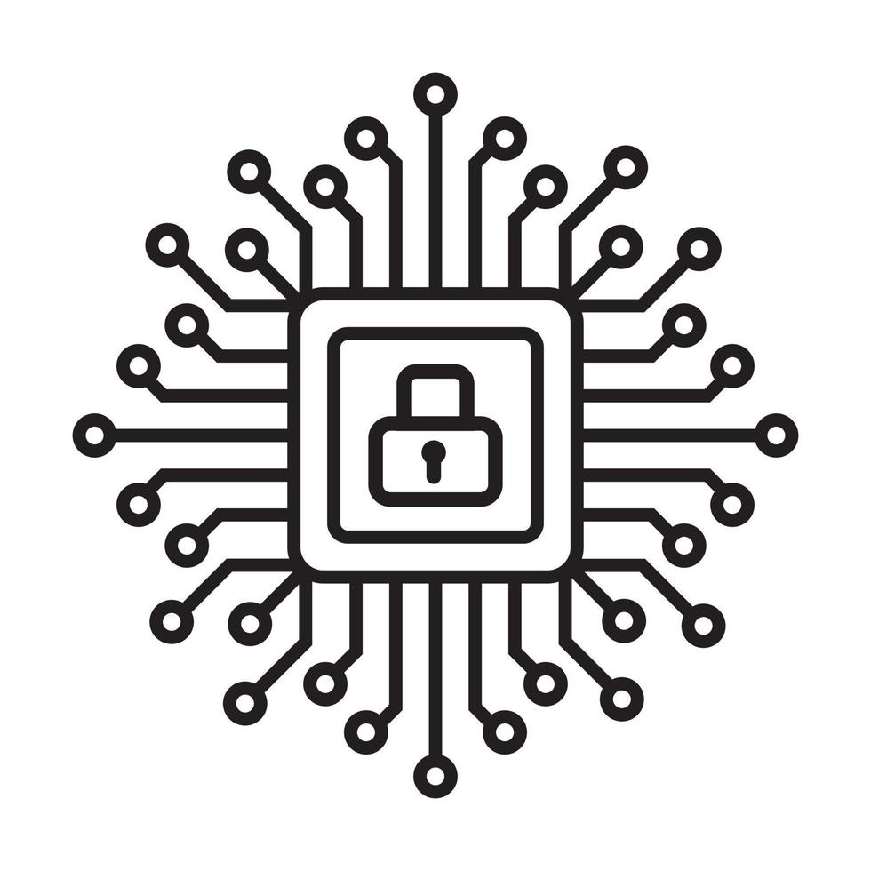 Symbolvektor für Cybersicherheit. sicherheitslogo künstliche intelligenz schlüsselloch symbol geschwindigkeit internet technologie zeichen für grafikdesign, logo, website, soziale medien, mobile app, ui illustration vektor