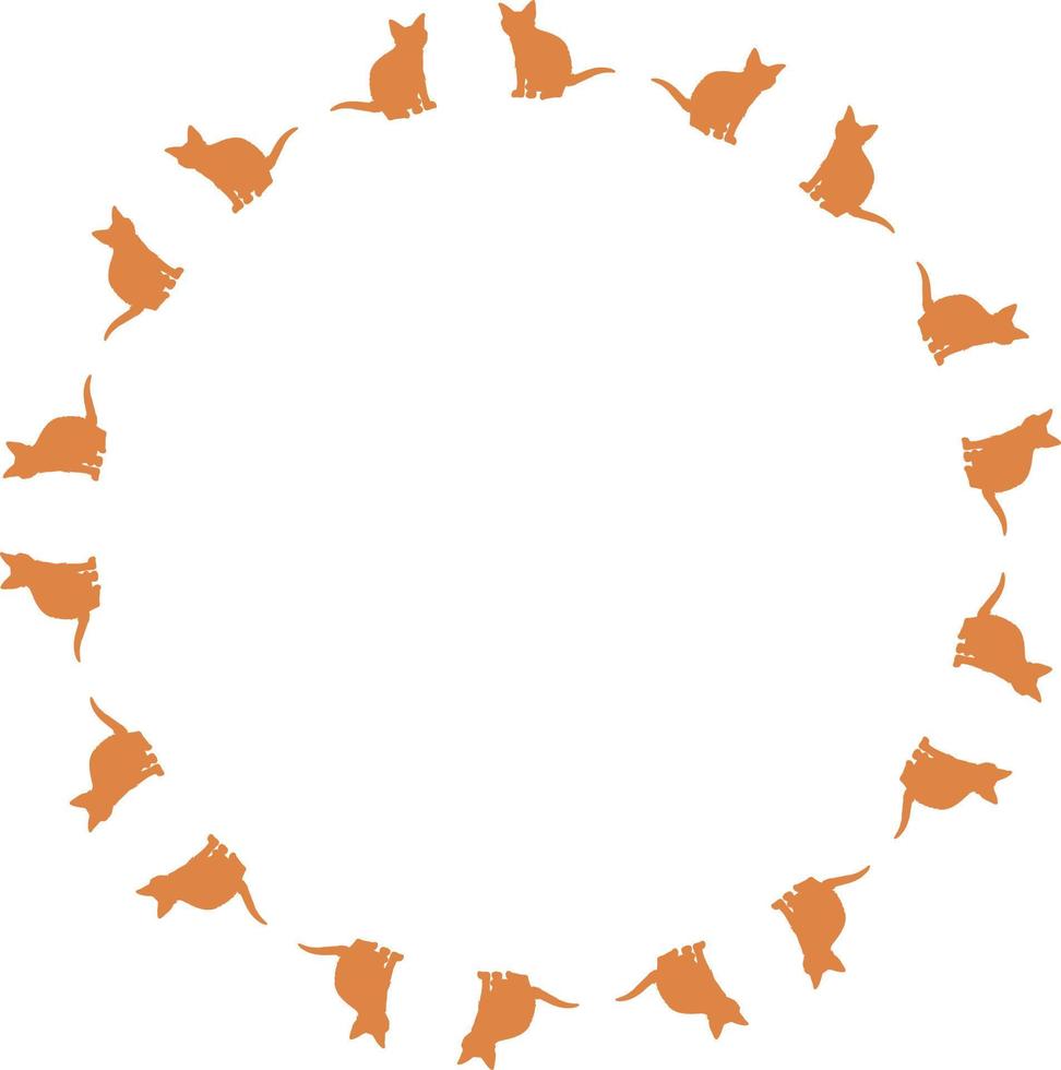 runder rahmen mit interessanten orangefarbenen katzen auf weißem hintergrund. Vektorbild. vektor