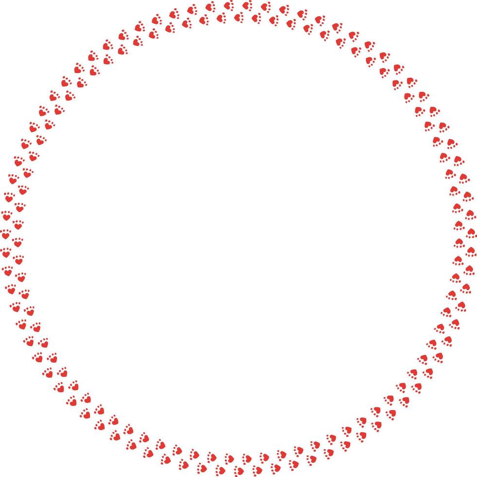 runder rahmen aus roten katzenspuren. isolierter Rahmen auf weißem Hintergrund für Ihr Design. vektor