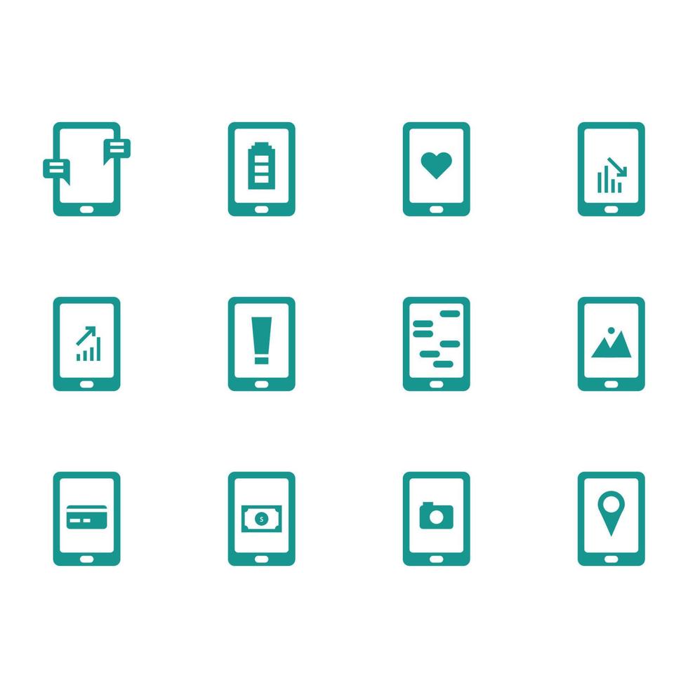 Reihe von Handy-Icons. Es gibt zwölf einfache und niedliche Symbole für Ihr Design. vektor