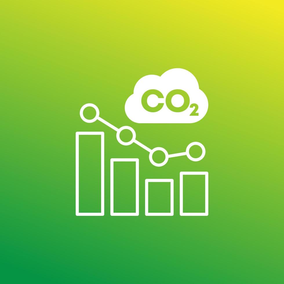 co2-gas, reduzierung des kohlenstoffausstoßsymbols mit einem diagramm vektor