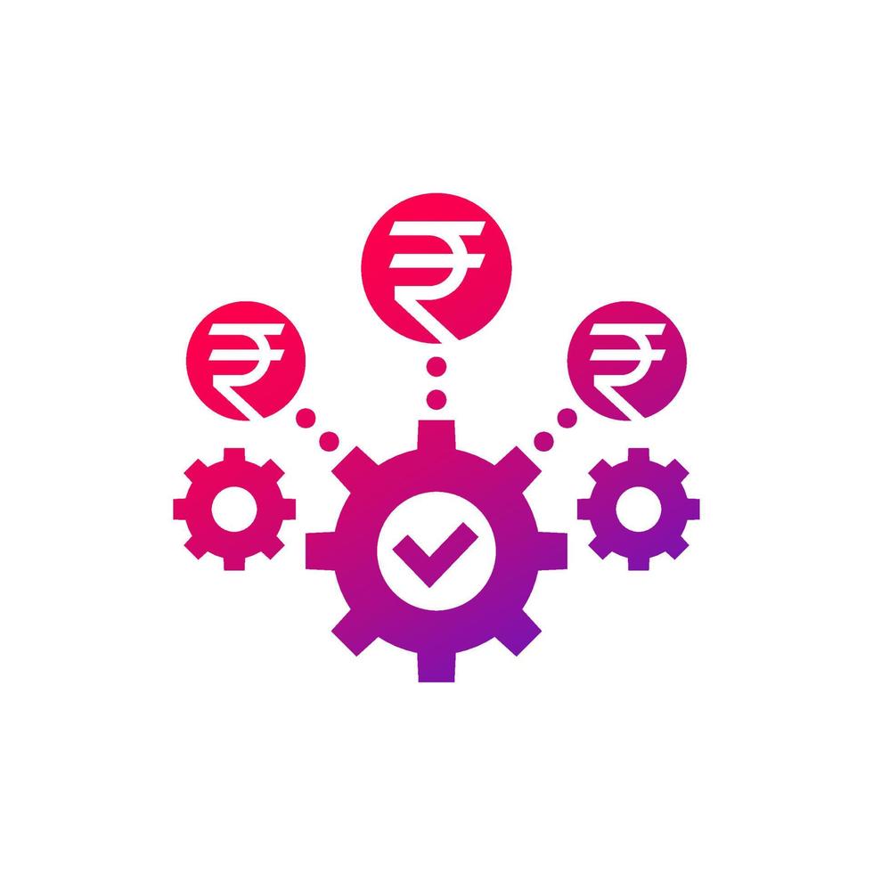 kostnadsoptimering och affärseffektivitetsikon med indiska rupier vektor