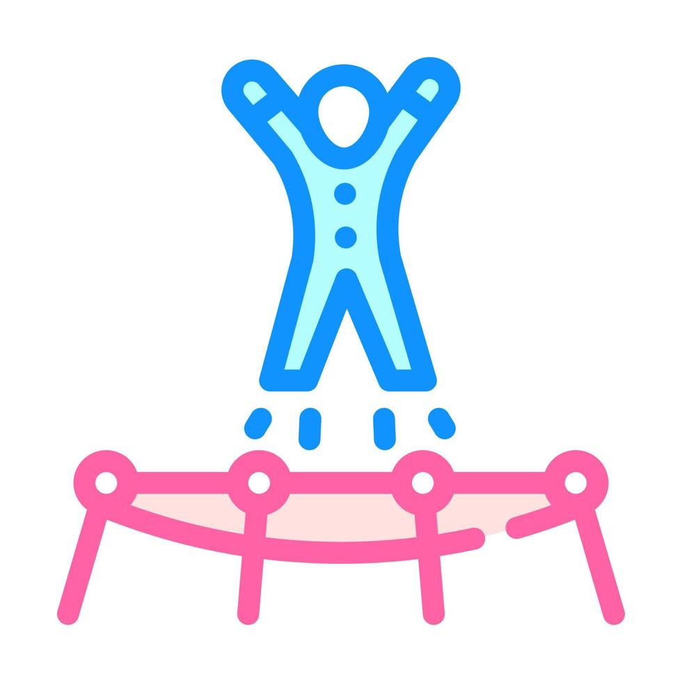 Akrobat springt auf Trampolin Farbsymbol Vektor Illustration