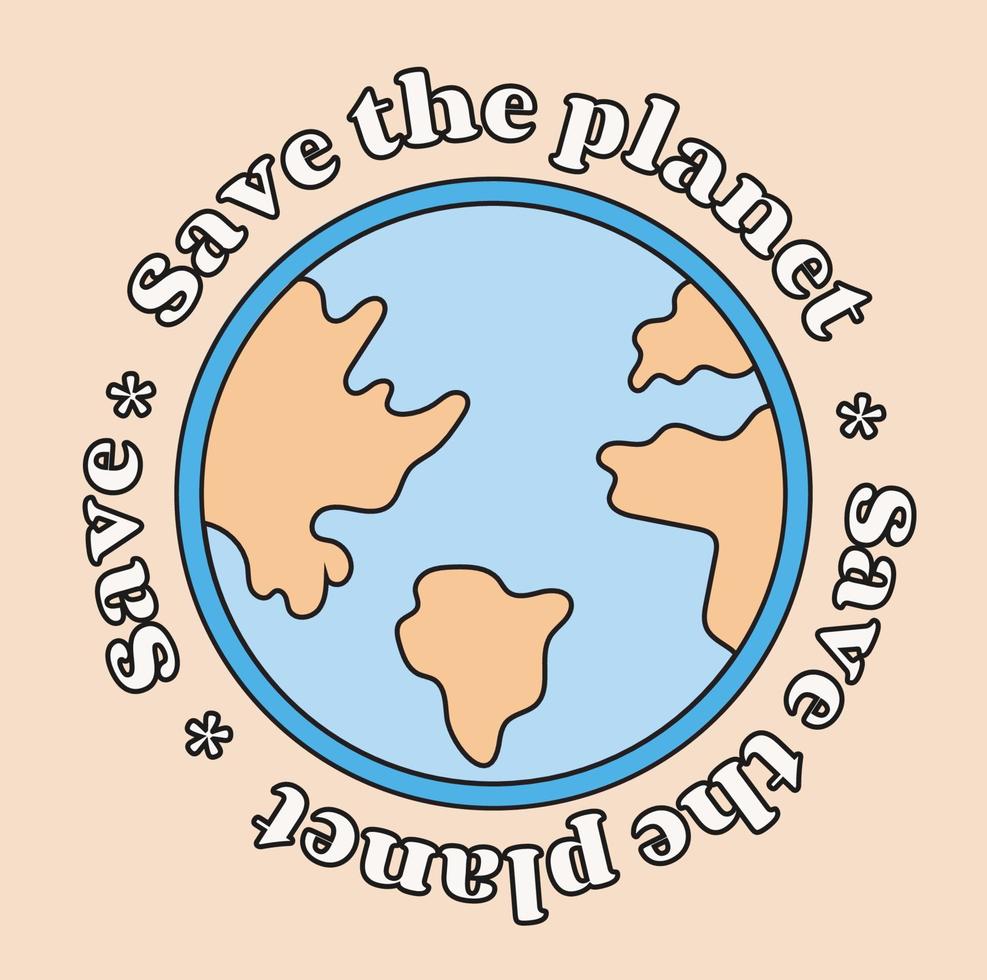 världshälsodagen. planet jorden, text rädda planeten. handritad illustration. vektor bakgrund.