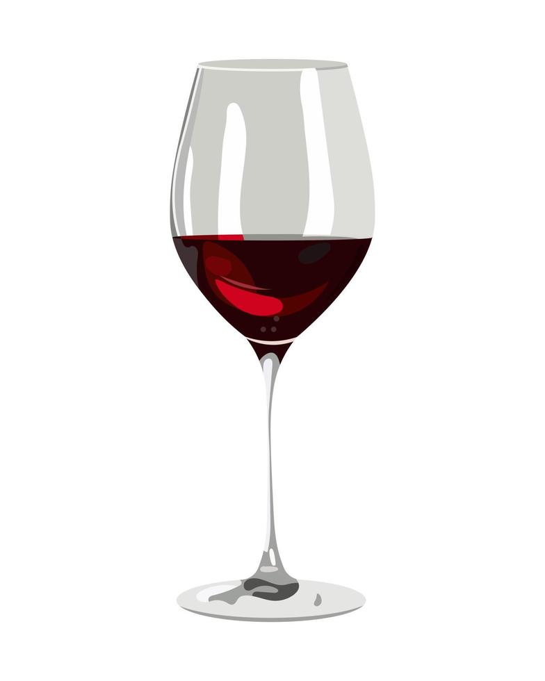 Illustration, buntes Glas mit Rotwein auf weißem Hintergrund. Symbol, Logo-Design vektor