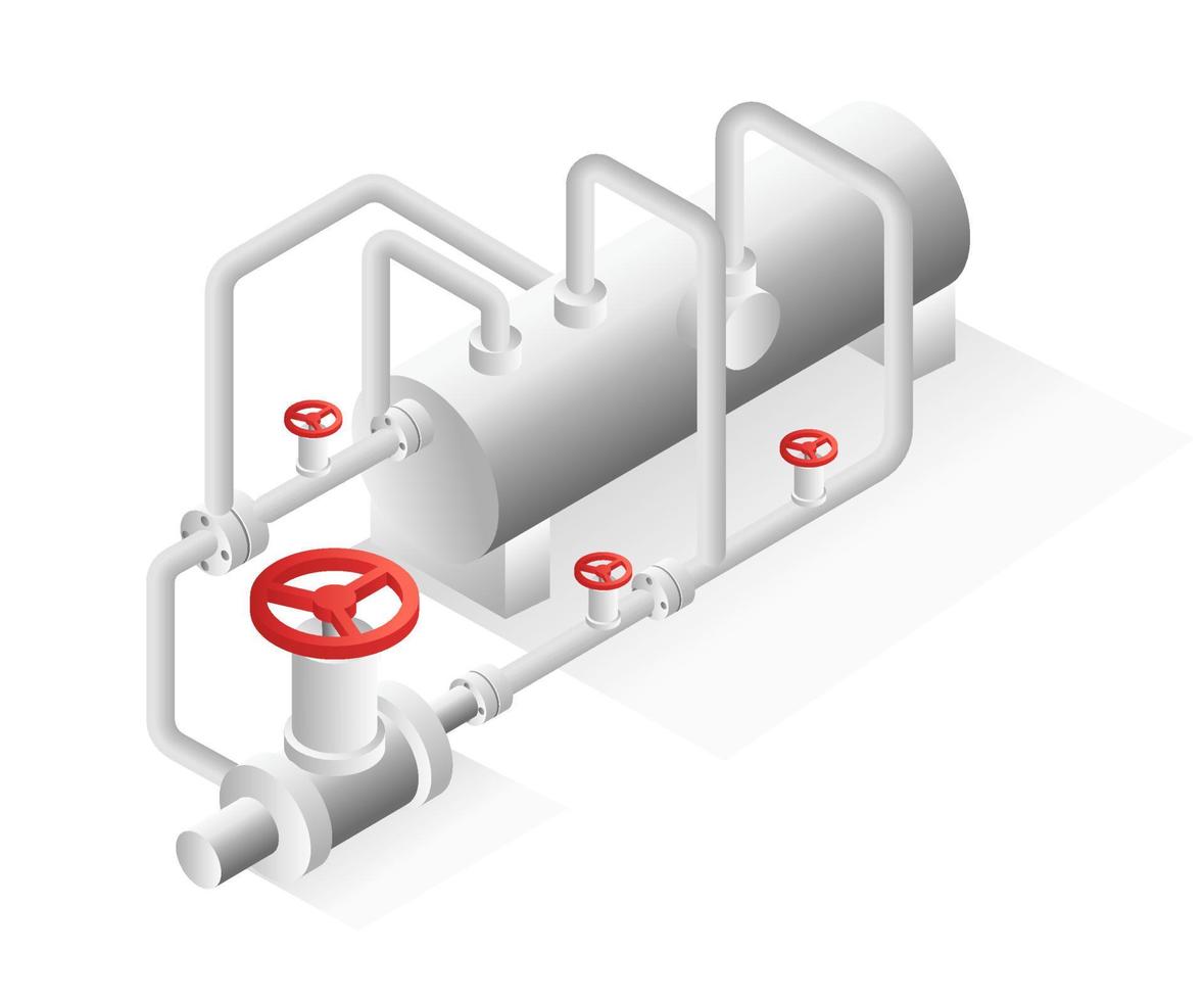 flaches isometrisches illustrationskonzept. industrielle Öl- und Gaspipeline vektor