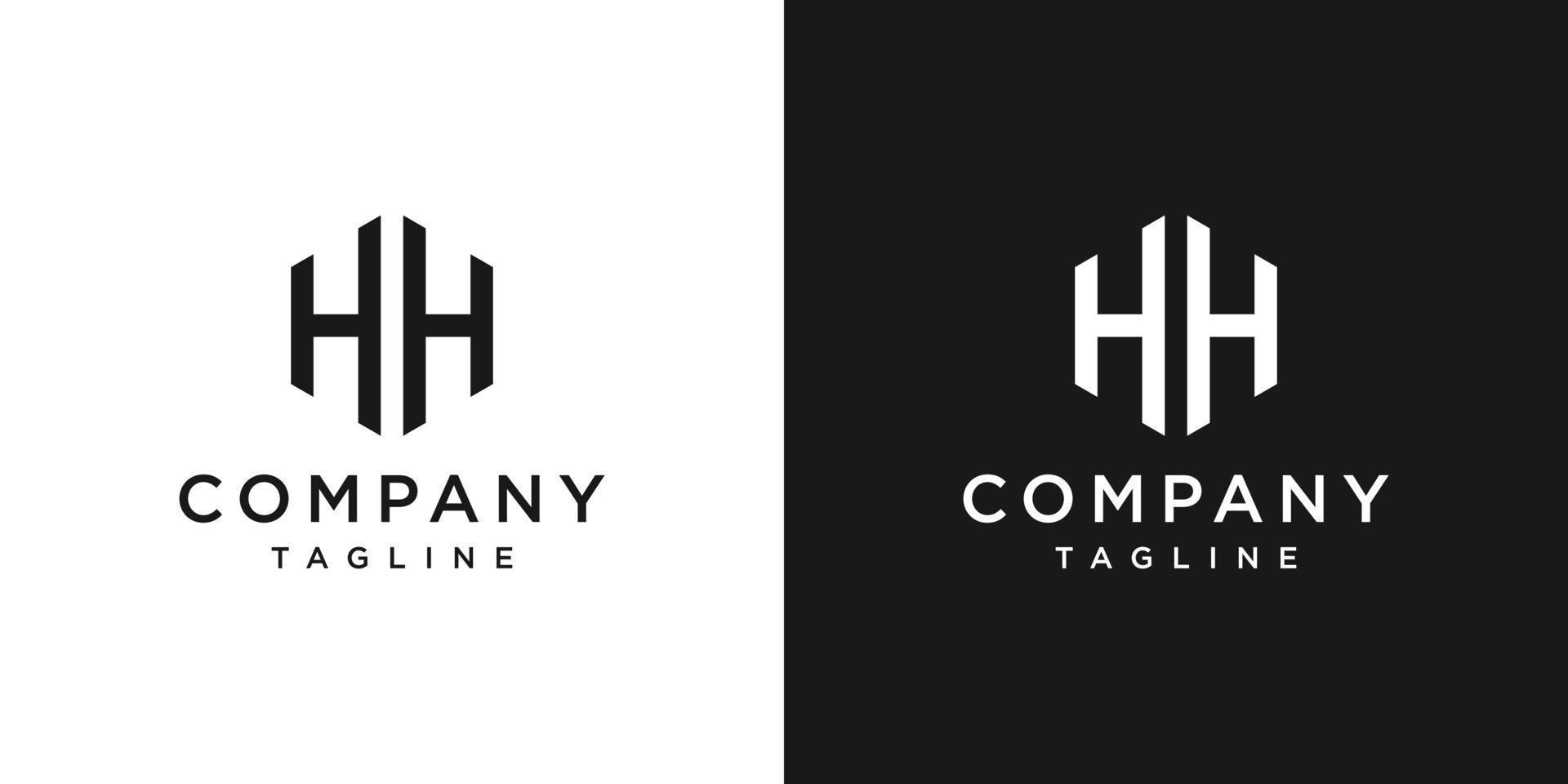 kreativer Buchstabe hh Monogramm Hexagon Logo Design Icon Vorlage weißer und schwarzer Hintergrund vektor