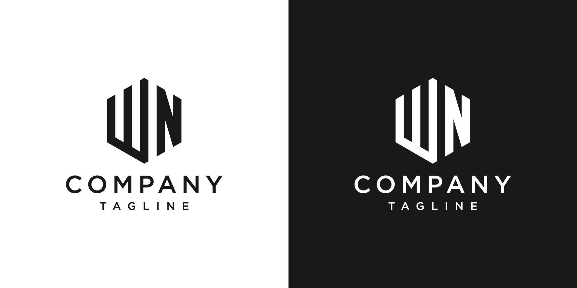 kreativa brev wn monogram logotyp design ikon mall vit och svart bakgrund vektor