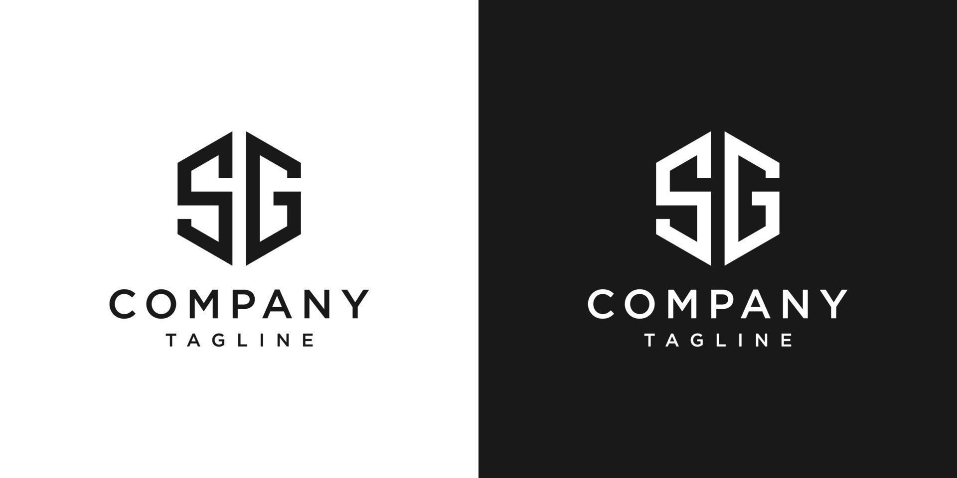 kreativer Buchstabe sg-Monogramm-Logo-Design-Symbol-Vorlage weißer und schwarzer Hintergrund vektor