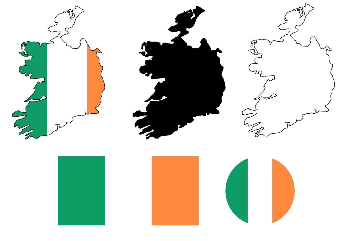 republik irland karte flag icon set vektor